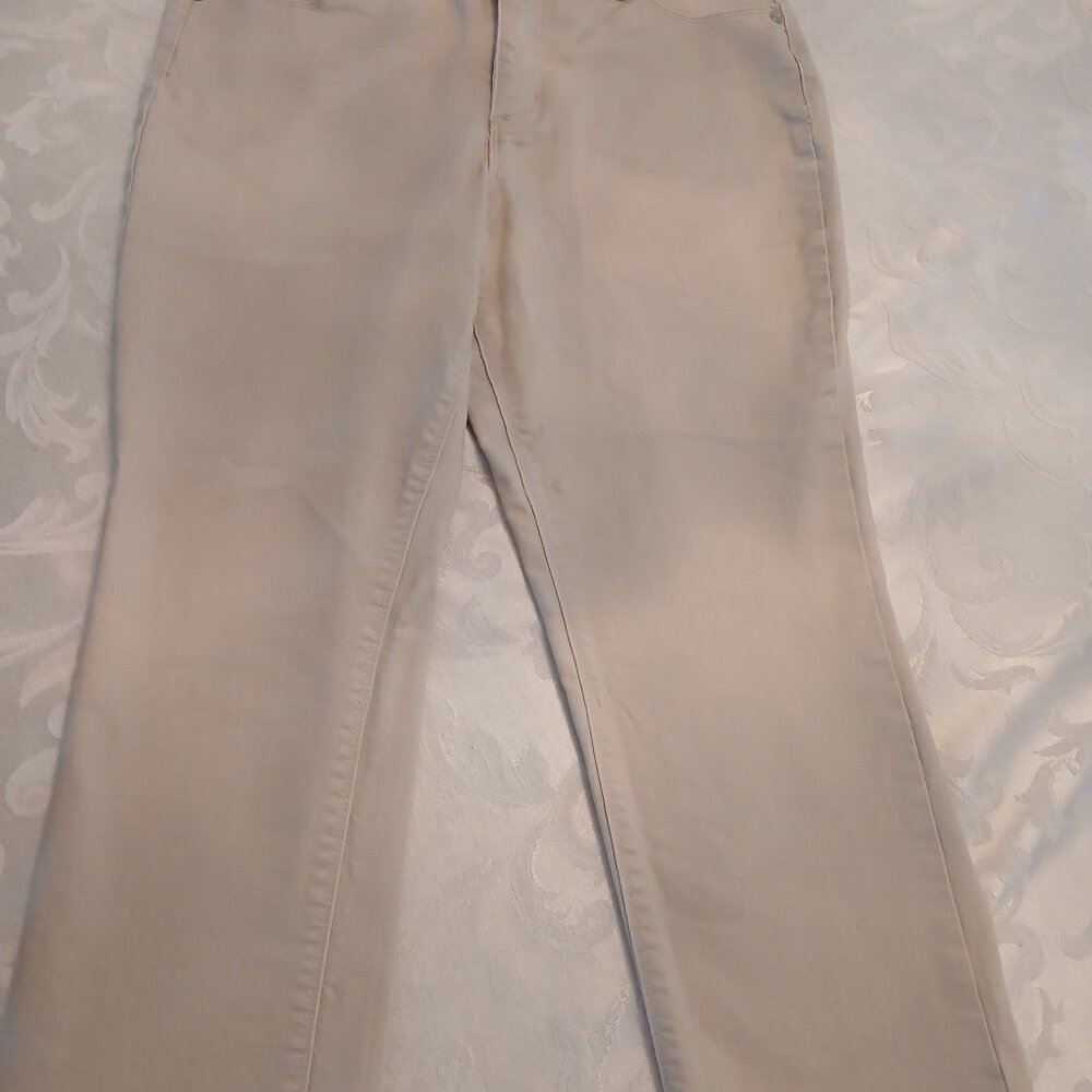 Straight Leg Stretch Crop Pants/ 10 Petite / Sand color